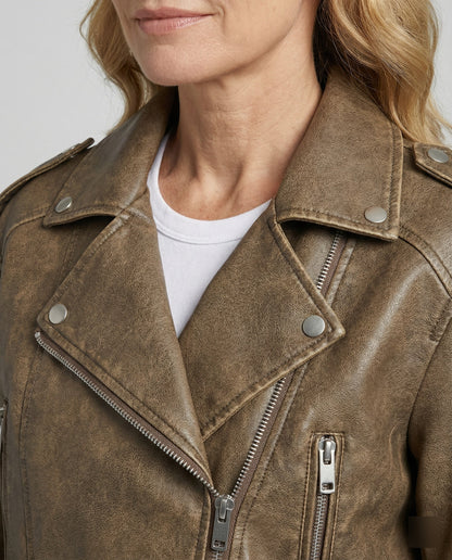 Damen Bikerjacke Lederlook