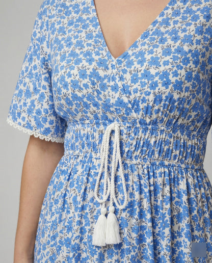 Damen Maxikleid Blumenmuster Lang Sommer