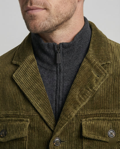 Herren Cordjacke Reißverschluss Vieltaschen Modern Braun