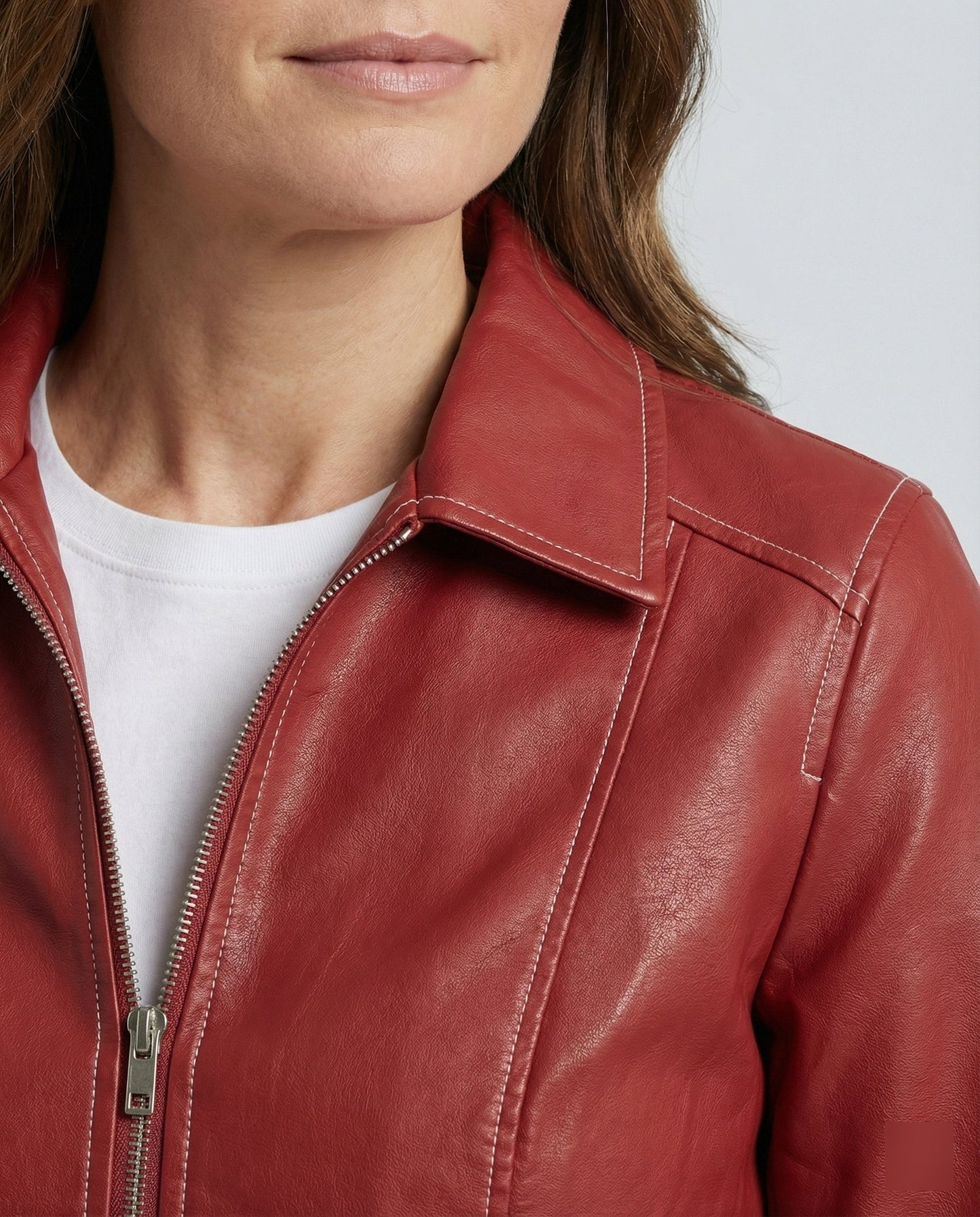 Damen Lederjacke Elegante Hochkragen