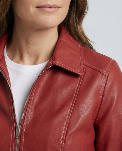 Damen Lederjacke Elegante Hochkragen