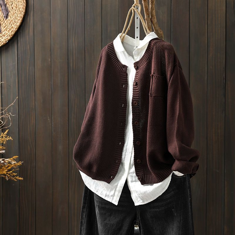 Damen Strickjacke Oversized mit Knöpfen - Norvielle