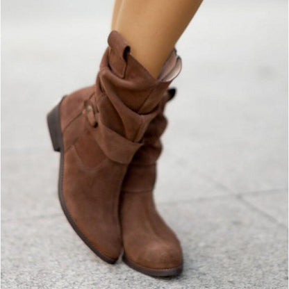 Damen Stiefeletten Niedriger Absatz Reißverschluss