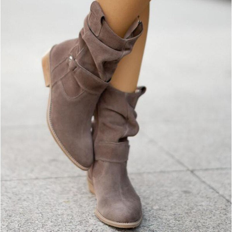 Damen Stiefeletten Niedriger Absatz Reißverschluss