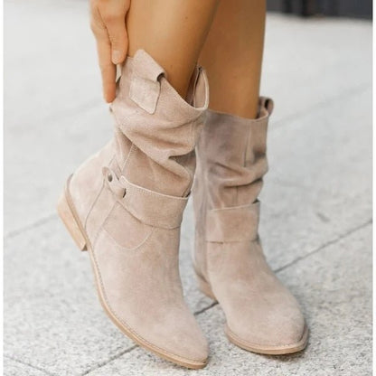Damen Stiefeletten Niedriger Absatz Reißverschluss