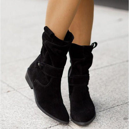 Damen Stiefeletten Niedriger Absatz Reißverschluss