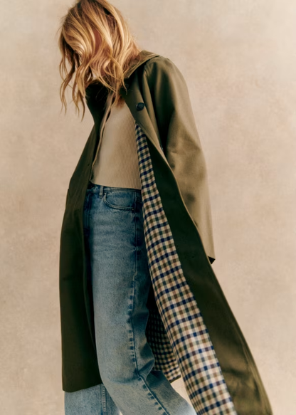 Damen Trenchcoat Gingham Fütterung Elegant