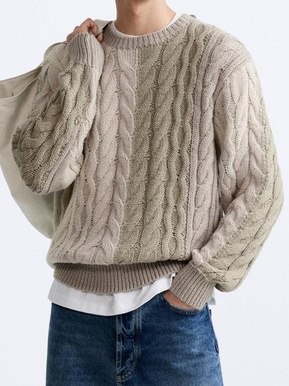 Klassischer Grobstrick-Pullover Zopfmuster Warm