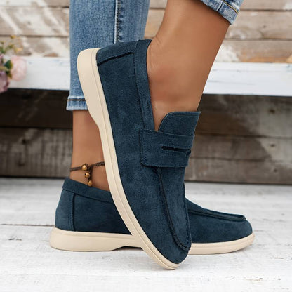 Dunkelblaue Loafer Schuhe aus Veloursleder