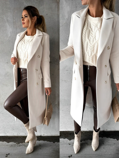 Damen Doppelreihenmantel Elegant Modern