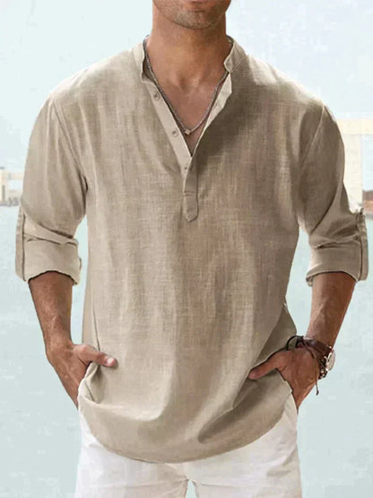 Herren Henley Hemd Baumwolle Modern
