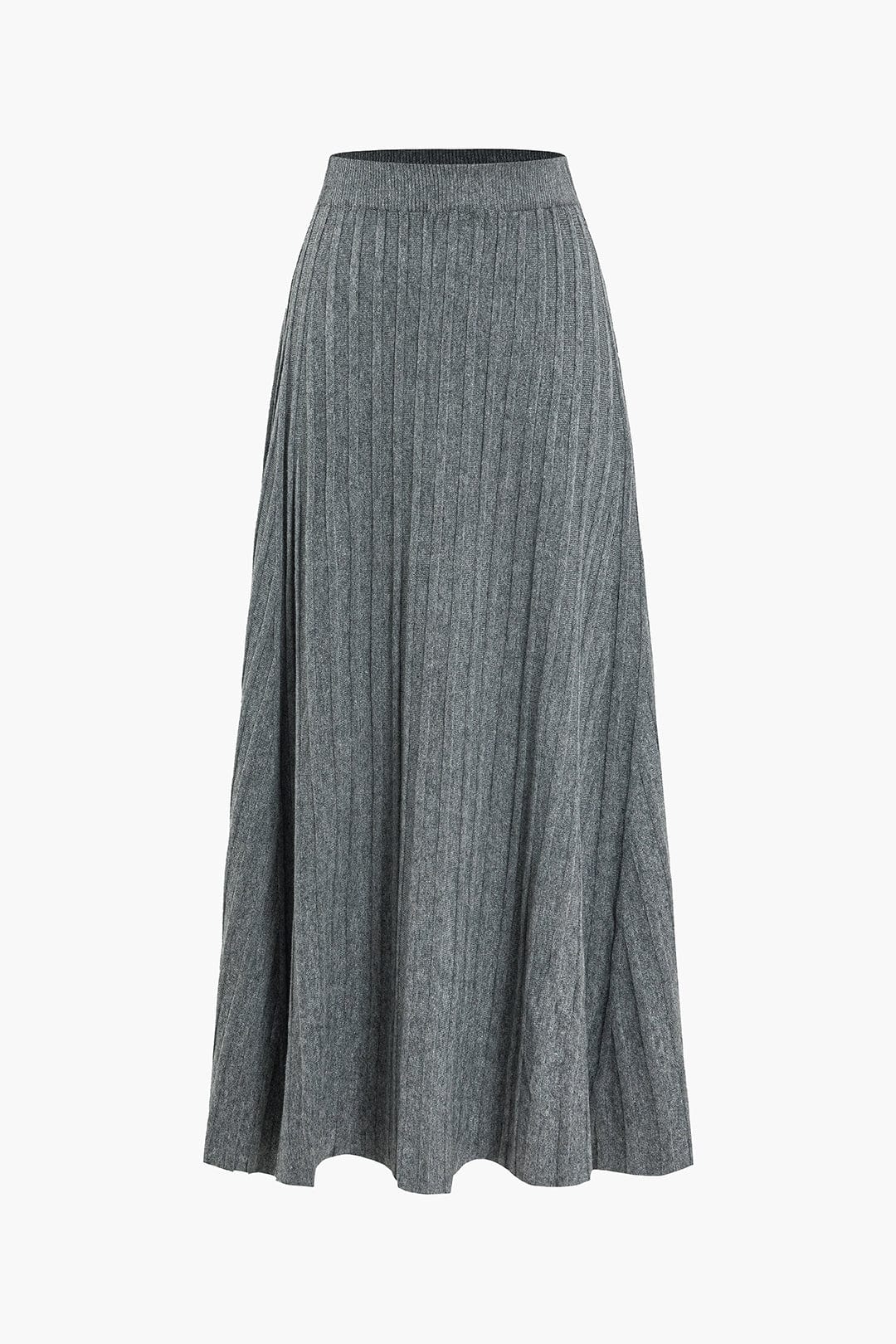 Damen Midirock Plissee Elastisch