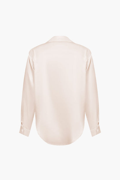 Damenbluse Langarm Seiden-Satin Elegante Bluse