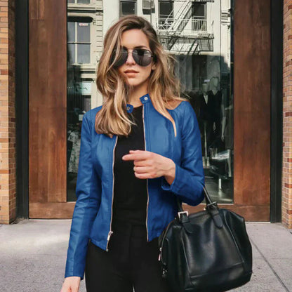 Damen Lederjacke Bikerstil Italienisch