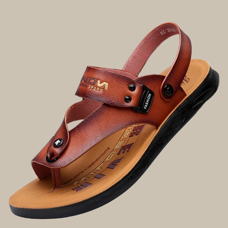Herren Sandalen Leder Schnalle Bequem