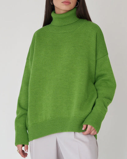 Damen Oversize Pullover Groß Lässig High Neck