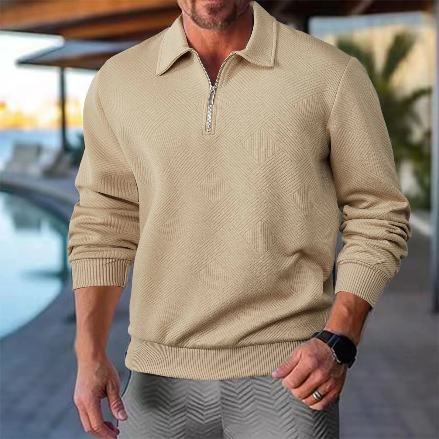 Herren Pullover Halb-Reißverschluss Bequem Freizeit