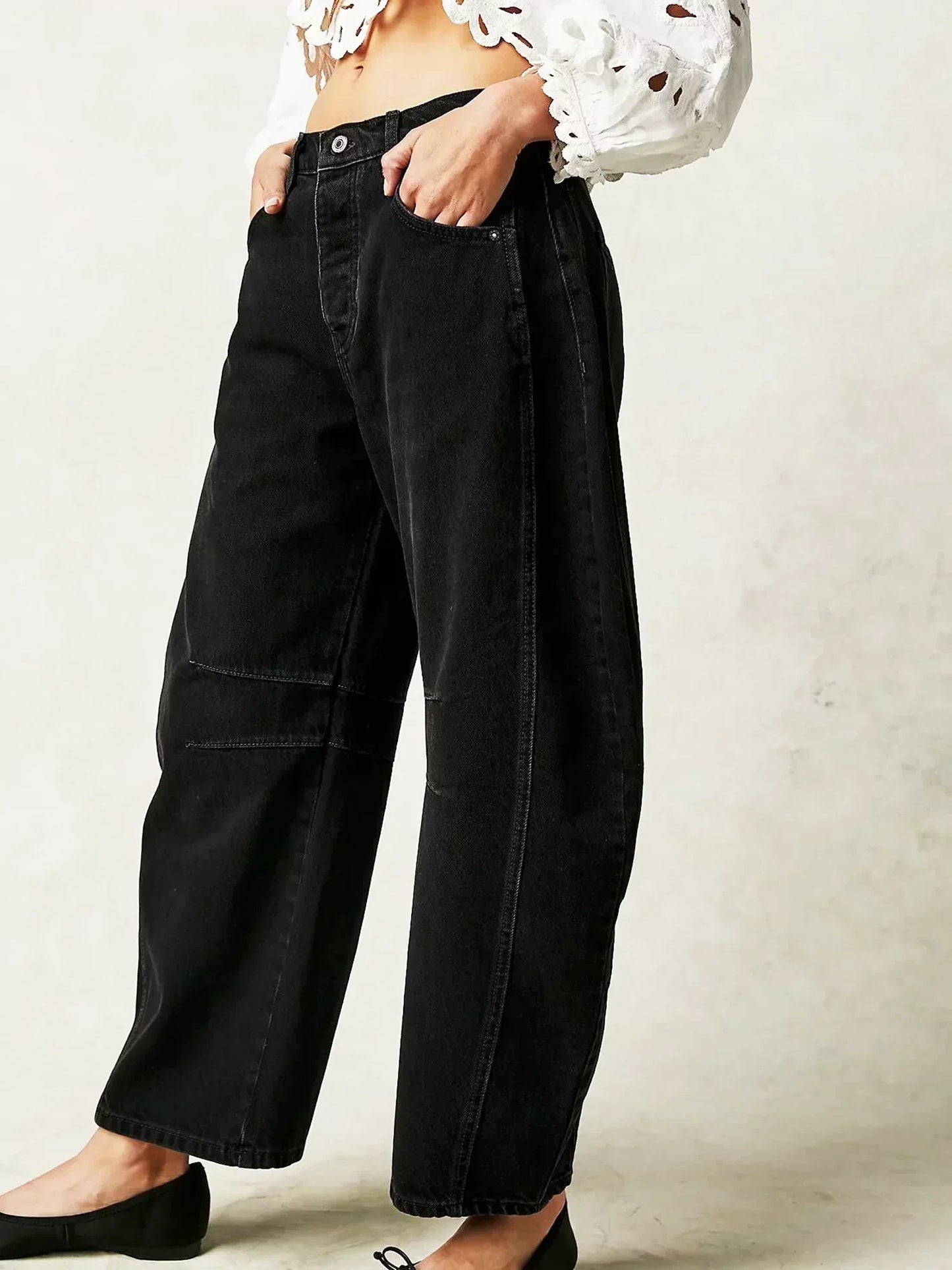 Damen Weitbein Jeans Bedruckt Trendy