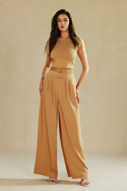 Damen Zweiteiler Set Crop Palazzo Hose