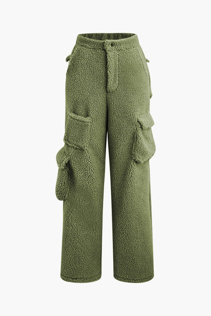 Misha Damen Cargohose Teddy-Cropped-Jacke-Set