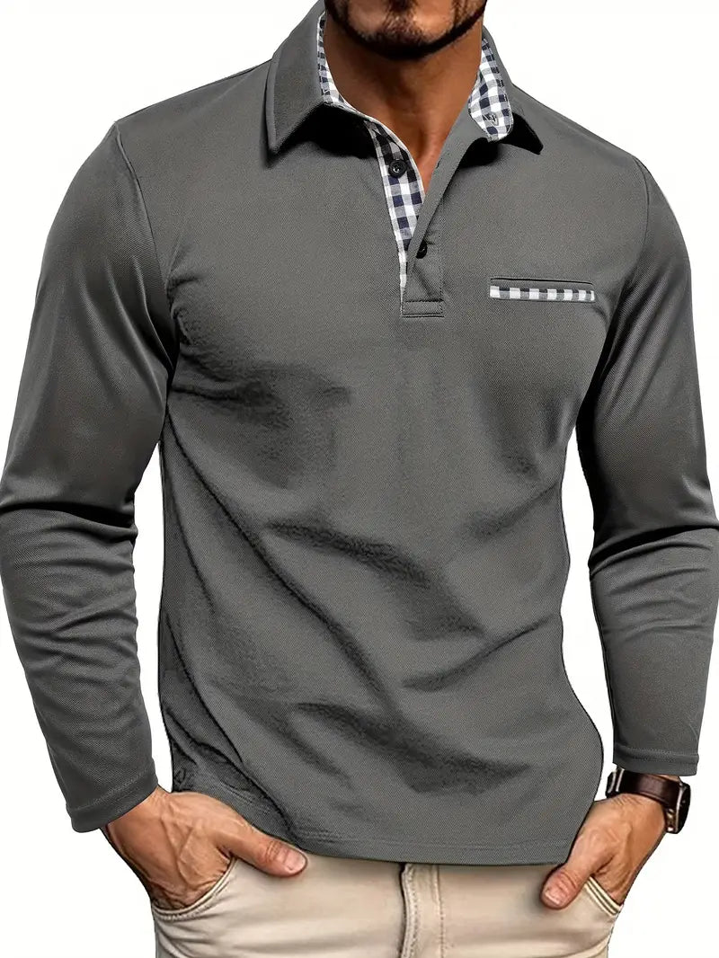 Herren Langarm-Polo-Shirt Warmes Winter-Shirt - Norvielle