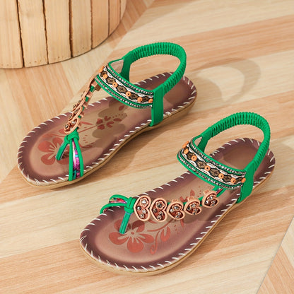 Damen Flache Sandalen Sommer Blumenriemen
