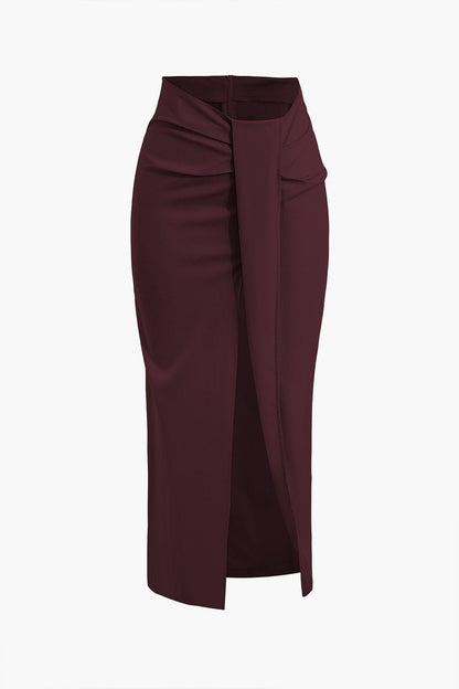 Fridoline Damen Midirock Wickelrock Hochgeschlitzt