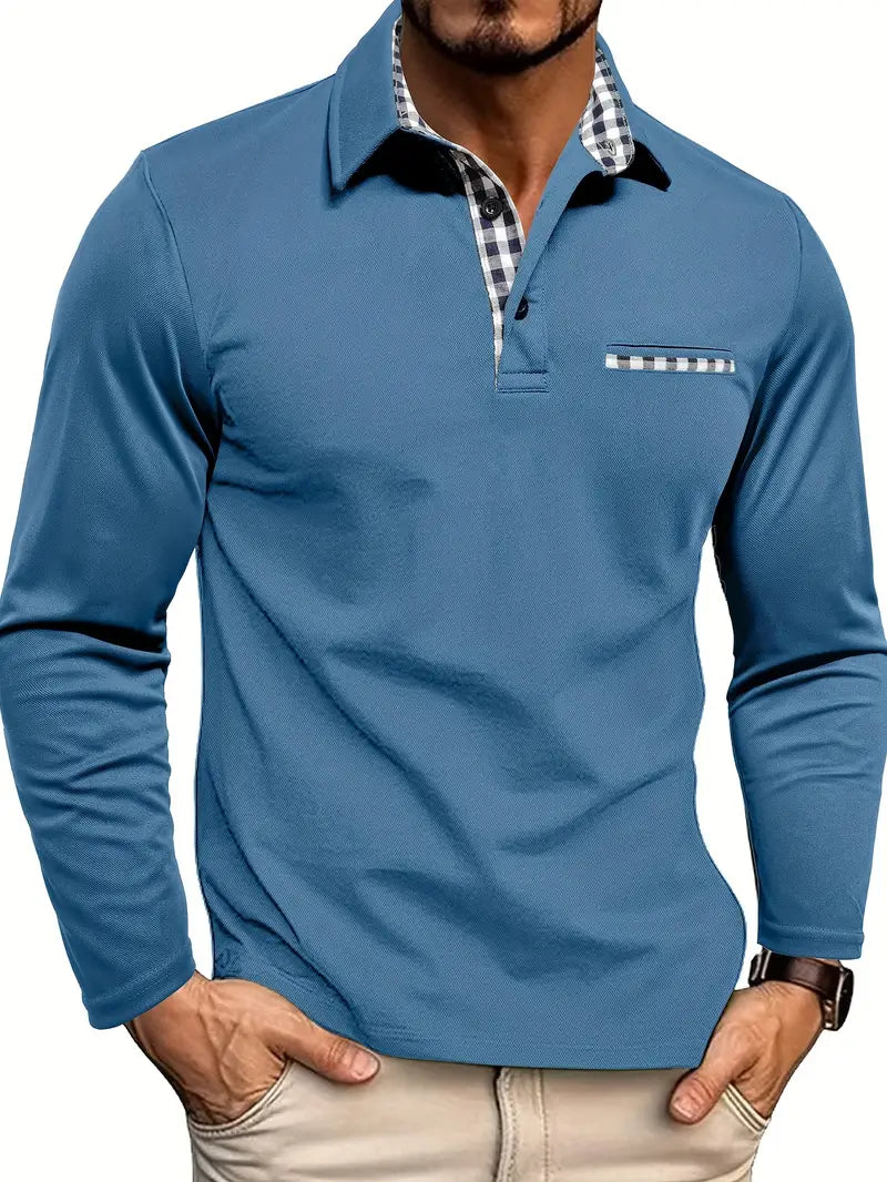 Herren Langarm-Polo-Shirt Warmes Winter-Shirt