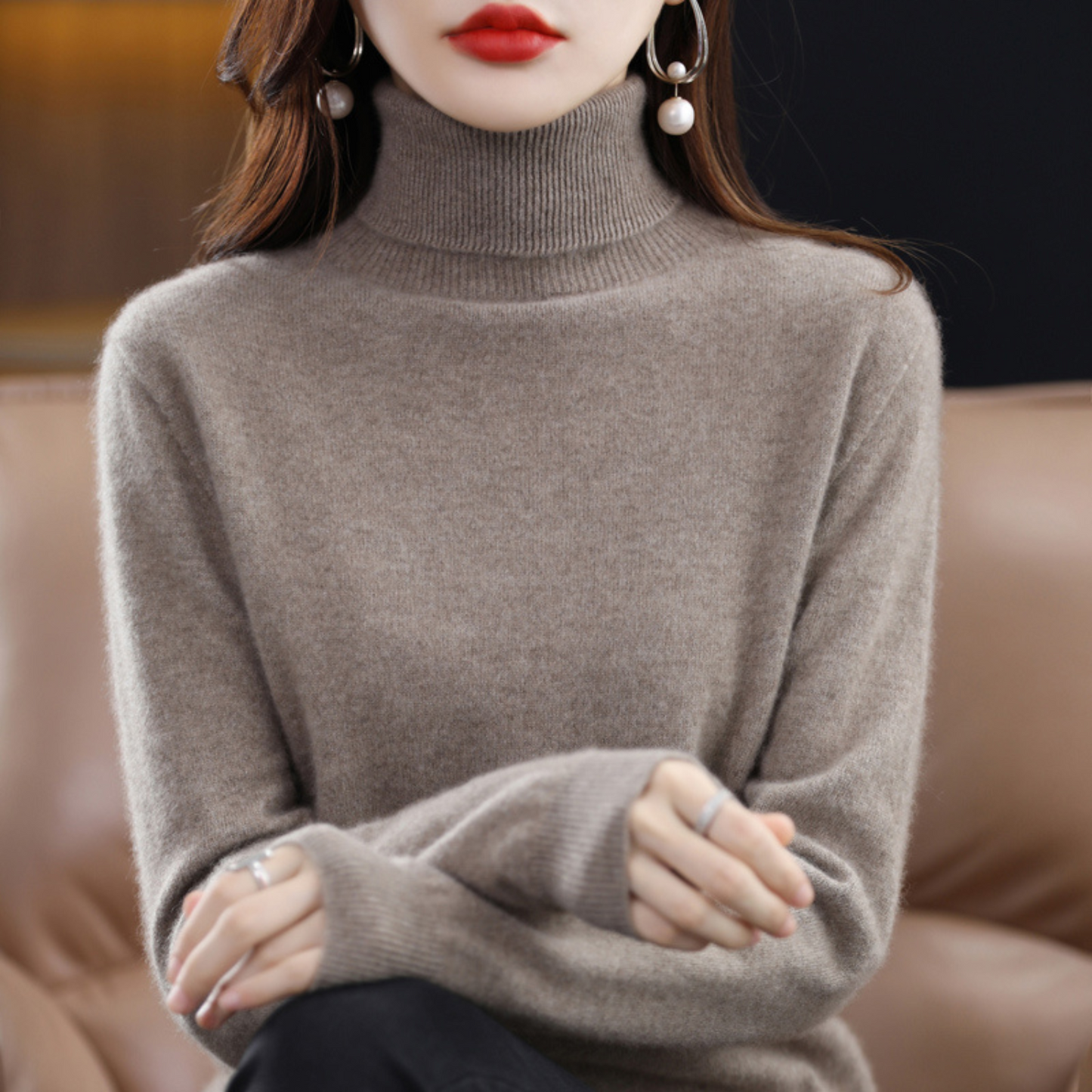Damen Rollkragenpullover Klassisch Warm