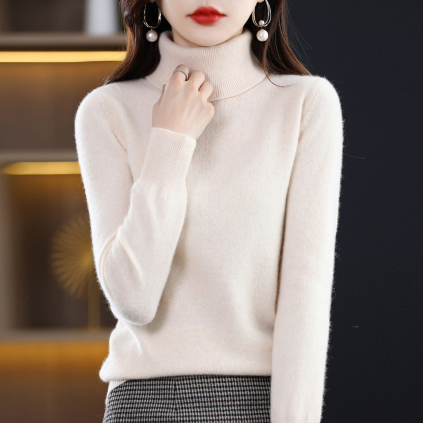 Damen Rollkragenpullover Klassisch Warm