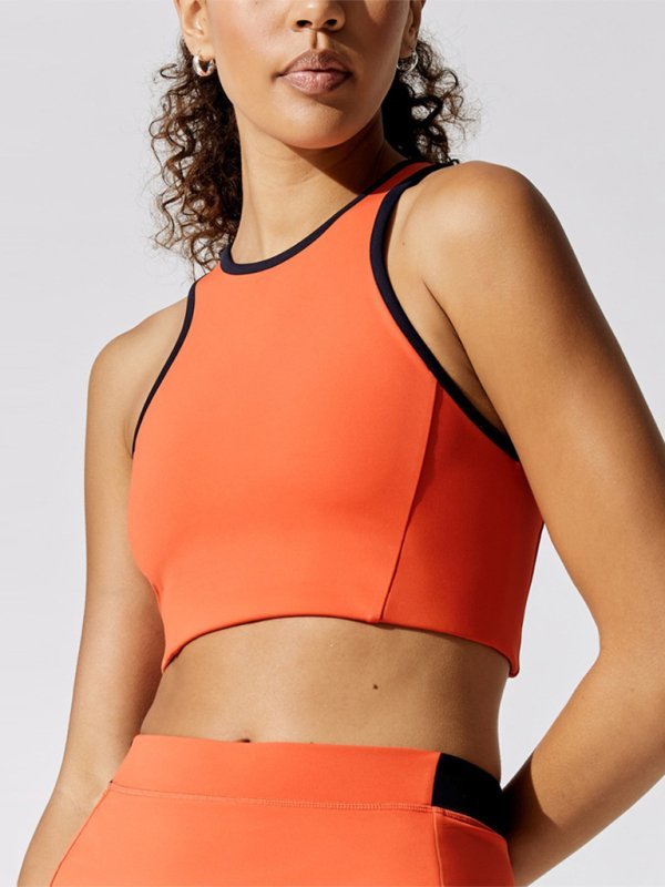 Damen Sport-BH Racerback Orange mit Kontrastnähten - Norvielle