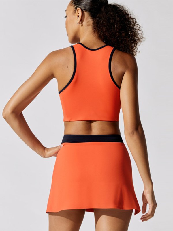 Damen Sport-BH Racerback Orange mit Kontrastnähten
