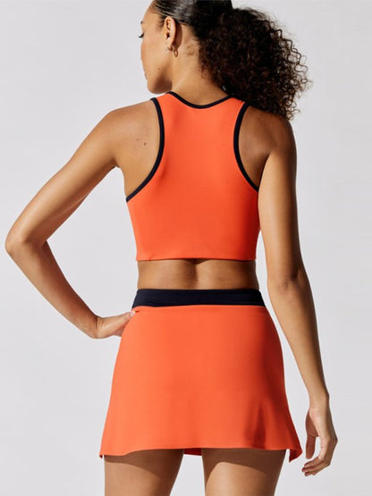 Damen Sport-BH Racerback Orange mit Kontrastnähten