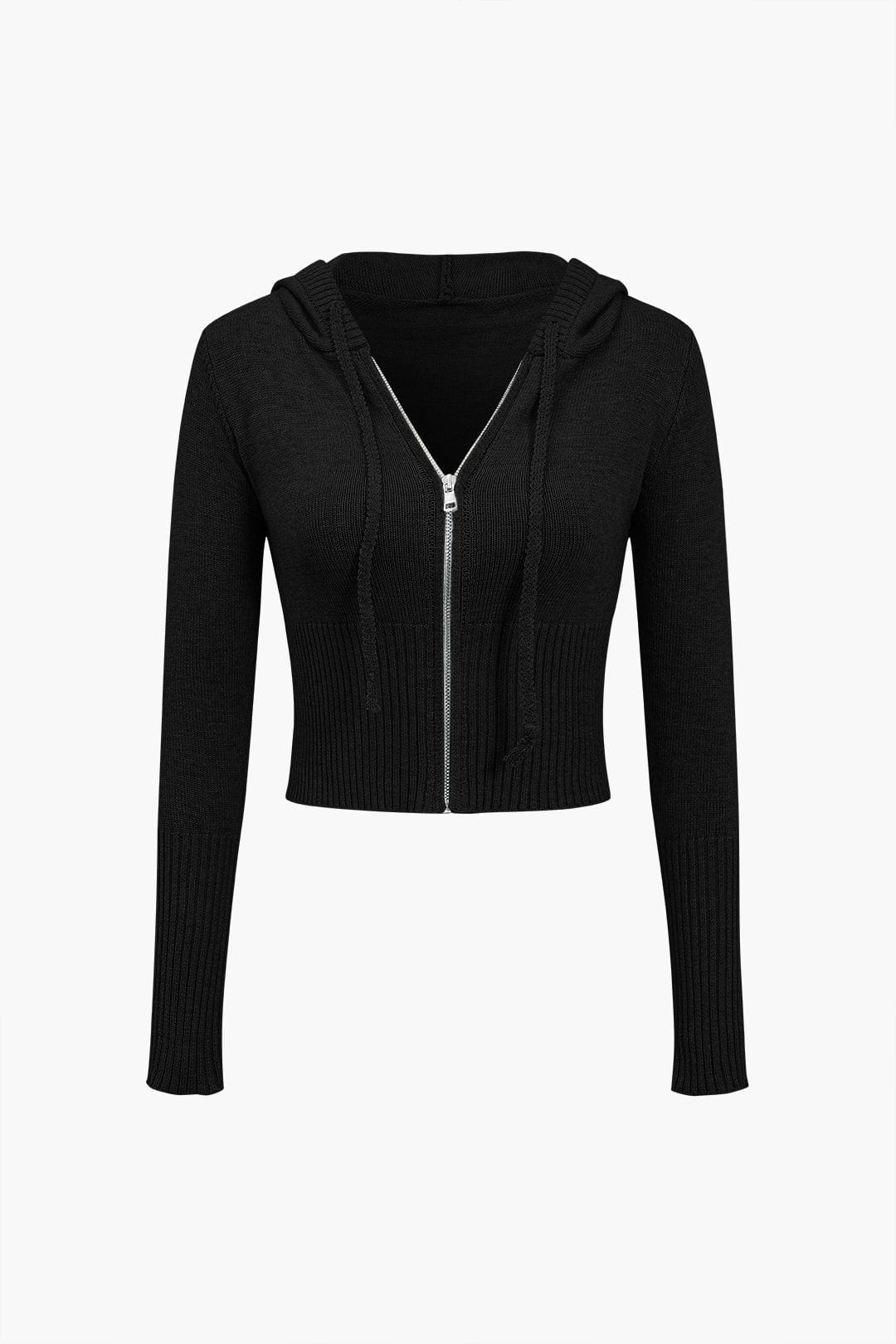 Strick-Set Damen Kapuzenjacke Schlaghose Warm