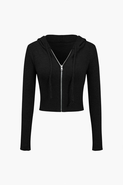 Strick-Set Damen Kapuzenjacke Schlaghose Warm