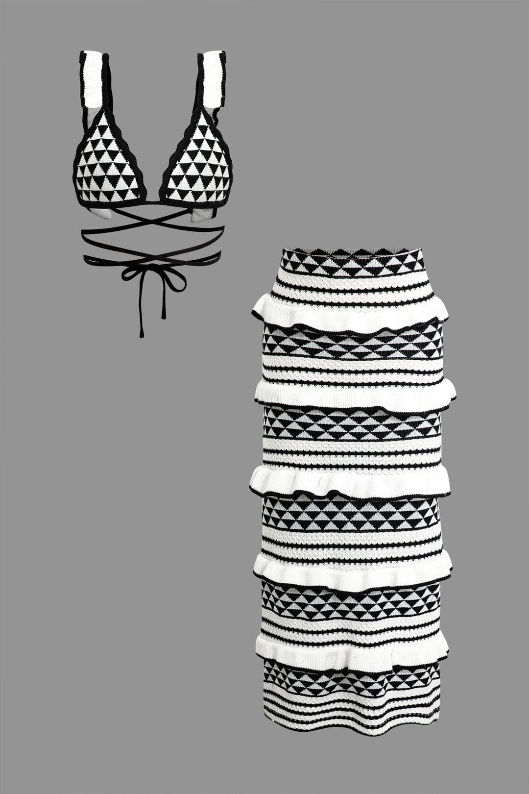 Häkel-Bikini-Set Damen Rüschenrock Strandbekleidung - Norvielle