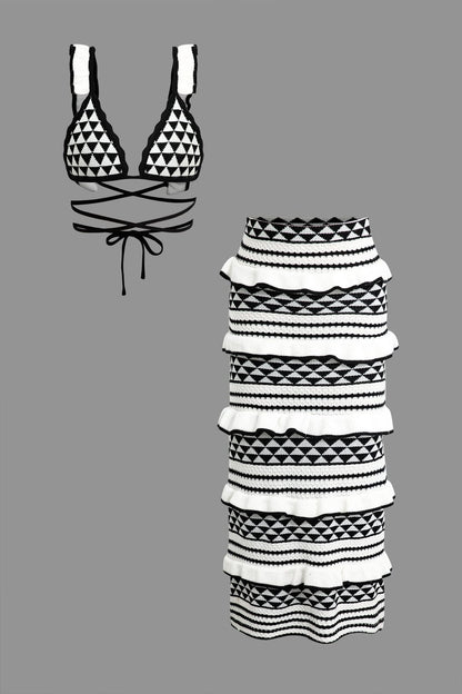 Häkel-Bikini-Set Damen Rüschenrock Strandbekleidung - Norvielle