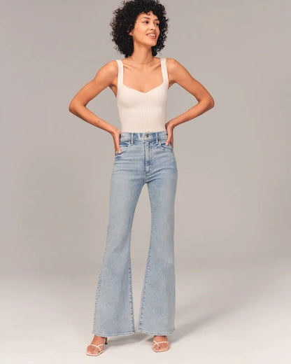 Damen Highwaist Jeans Flared Stilvoll