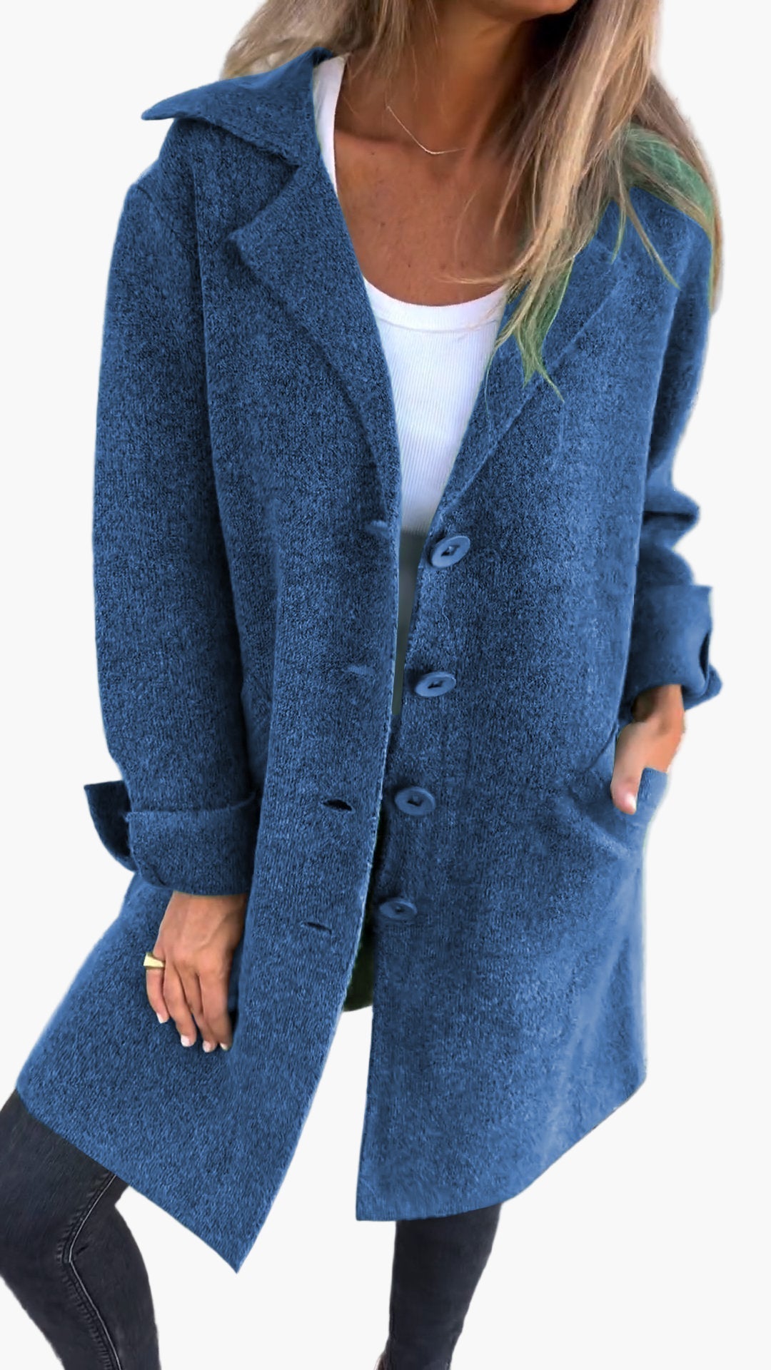 Damen Mantel Relaxed Fit Knöpfe Modern