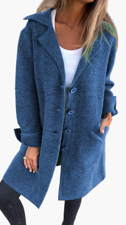 Damen Mantel Relaxed Fit Knöpfe Modern