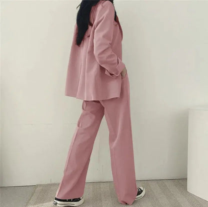 Athena | Einfarbiges Blazer- und gerade geschnittenes Hosen-Set für Damen Zendoo.de