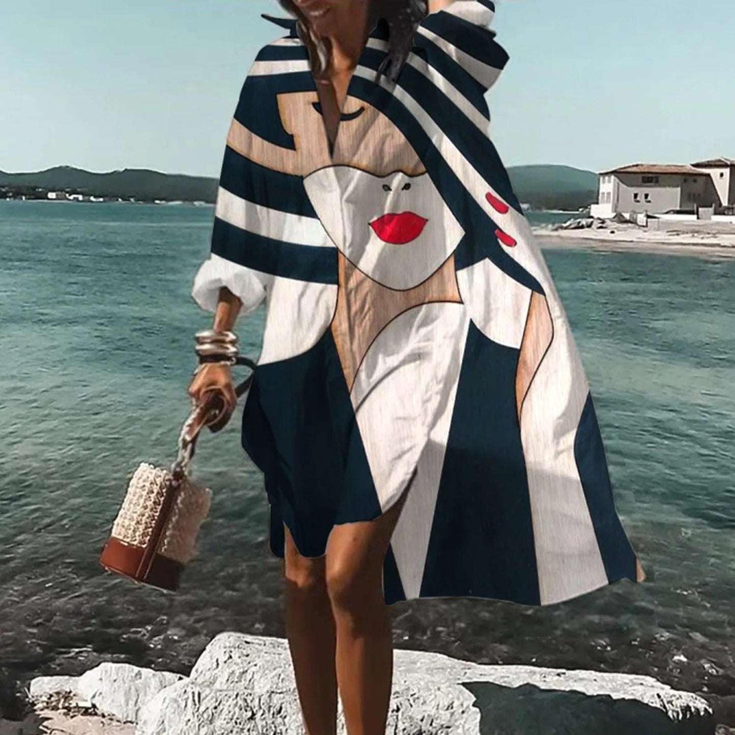 Damen Sommerkleid Leicht Kurz Baumwolle