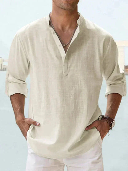 Herren Henley Hemd Baumwolle Modern