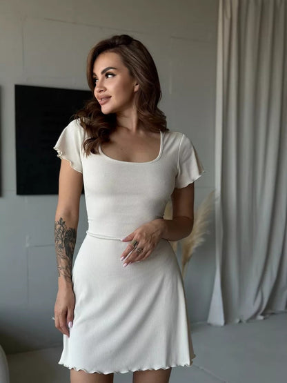 Damen Sommerkleid Leichtes Baumwollkleid Pastellfarben
