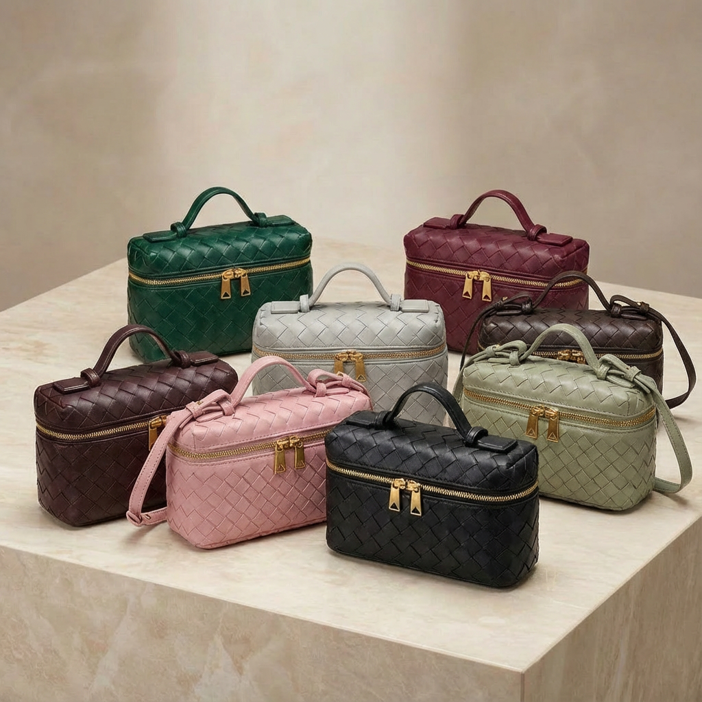 Geflochtene Frauen Crossbody Tasche mit goldenen Details - Norvielle