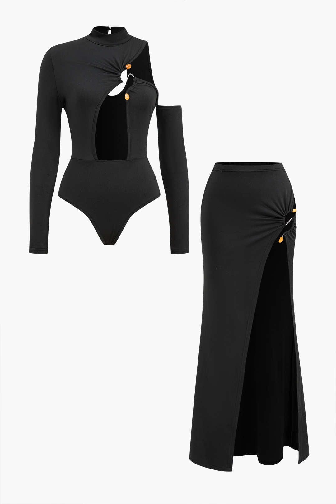 Damen Zweiteiler Set Maxi Rock Cut Out - Norvielle