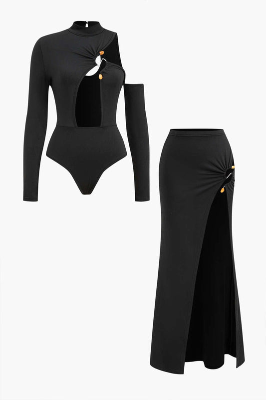 Damen Zweiteiler Set Maxi Rock Cut Out - Norvielle