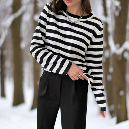 Damen Langarmshirt Gestreift Modern Lässig