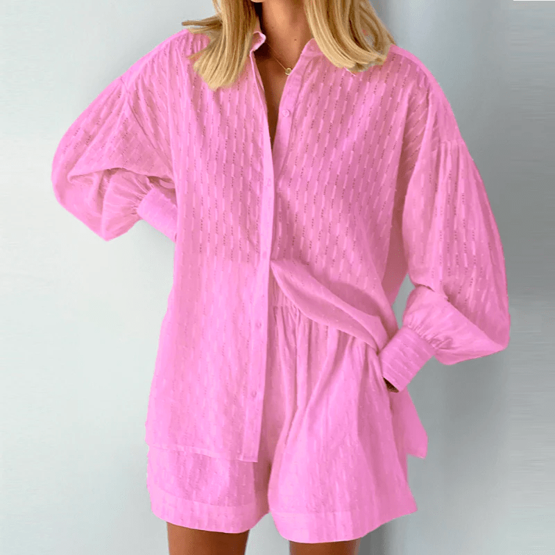Damen Sommer Set Luftige Baumwolle Oversized