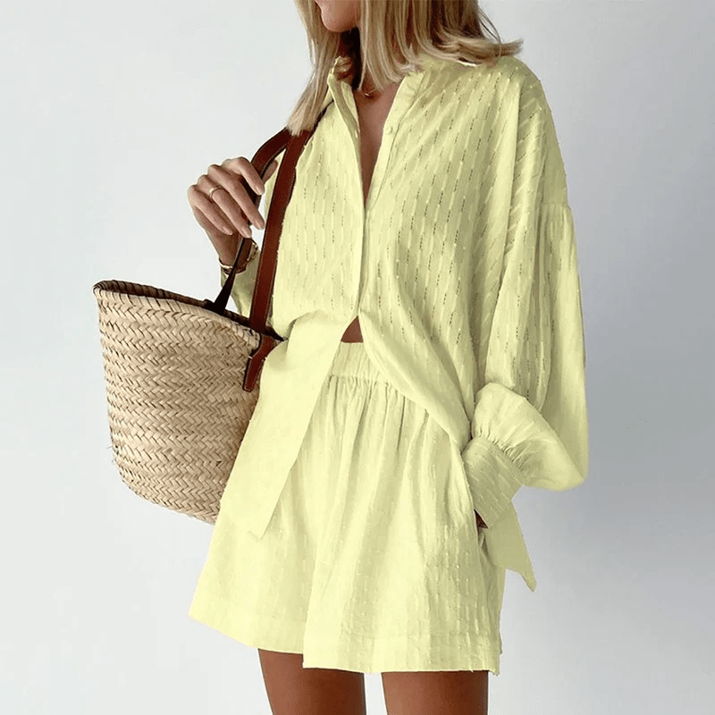 Damen Sommer Set Luftige Baumwolle Oversized